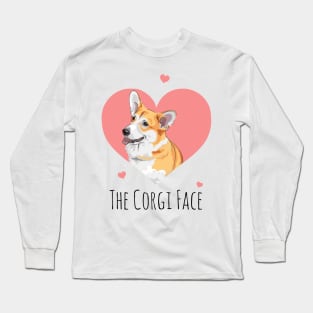 Corgi Face Funny Dog Lover Gifts Long Sleeve T-Shirt